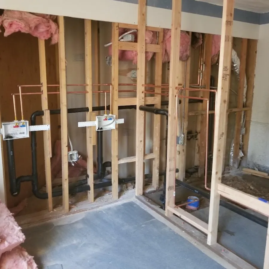 Copper pipe rough-in and plumbing installation in Carson